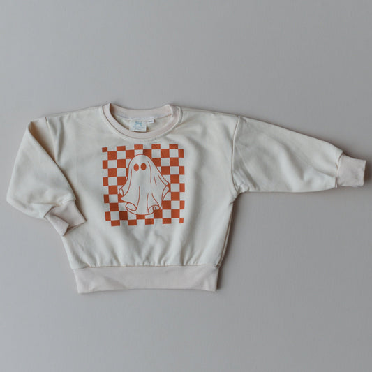 Kariertes Ghost-Sweatshirt mit Rundhalsausschnitt