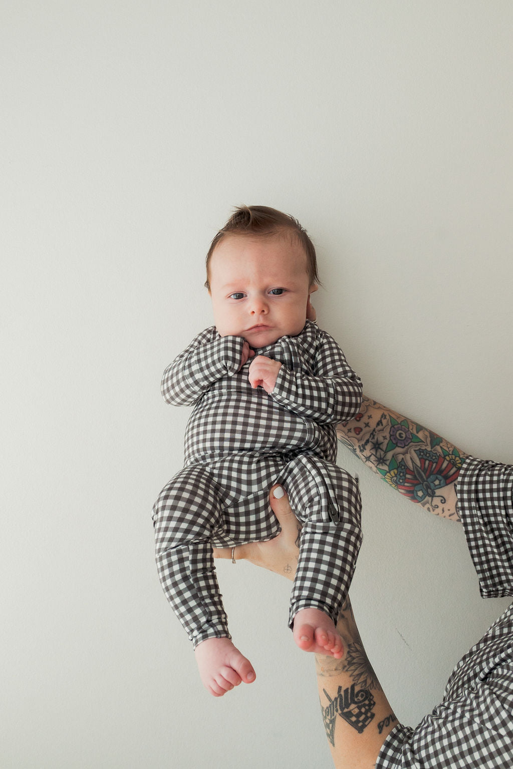 Bamboo Zip Pajamas | Green Gingham