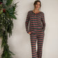 Women's Long Sleeve Bamboo Pajama | Holiday Stripe