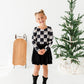 Checkered Bow | CROPPED Bow Back Long Sleeve Top