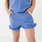 PERIWINKLE | Ruffle Tee + Shorts RIB SET