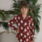 Girl's Bamboo Button Up Lounge Set | Vintage Santa