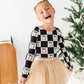 Checkered Bow | CROPPED Bow Back Long Sleeve Top