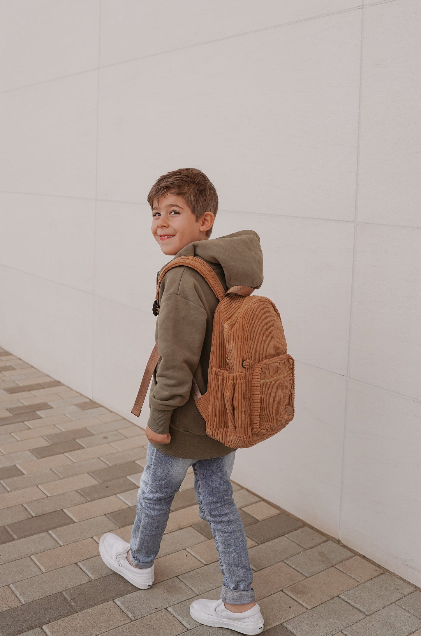 The Play Date Mini Corduroy Backpack- Camel