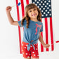 RED Stripe Bow (navy shirt) | Girls Tie-Front Shirt