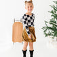 Checkered Bow | CROPPED Bow Back Long Sleeve Top