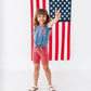 RED Stripe Bow (navy shirt) | Girls Tie-Front Shirt
