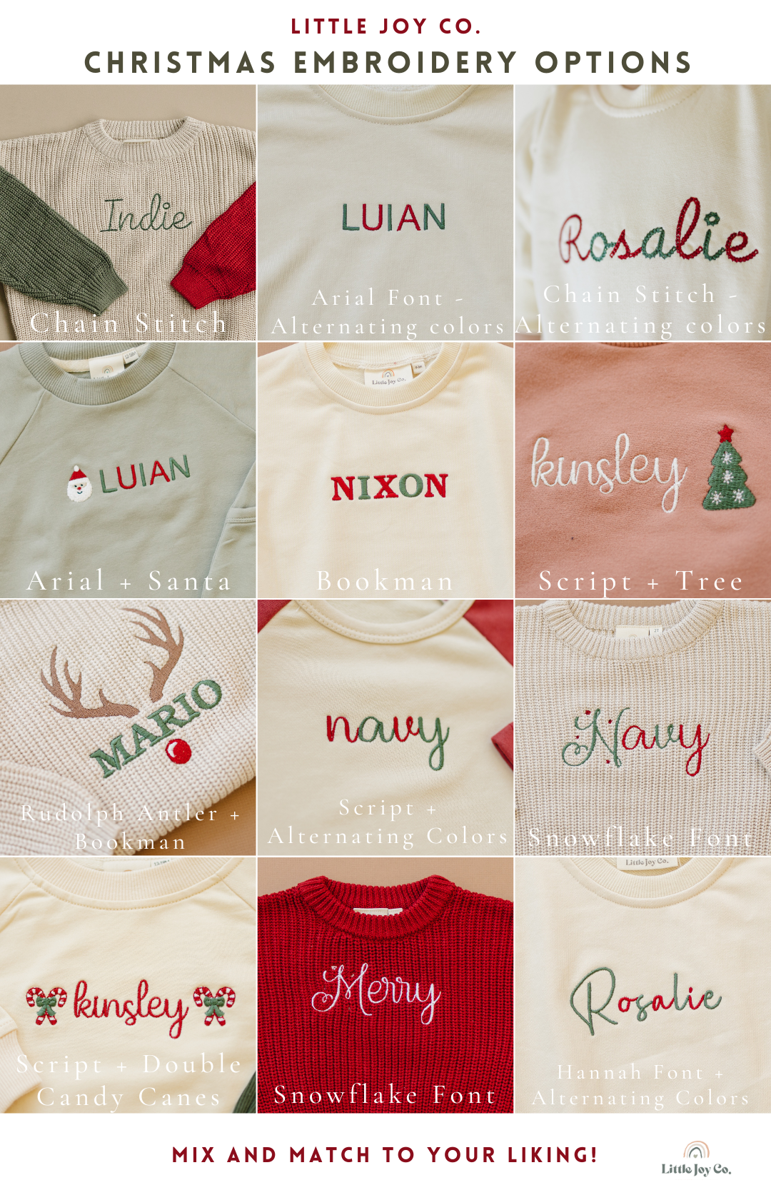 Custom Embroidered Christmas Colorblock Crewneck Sweatshirt