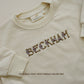 Custom Embroidered Sweatshirt Romper - Football or Baseball Font