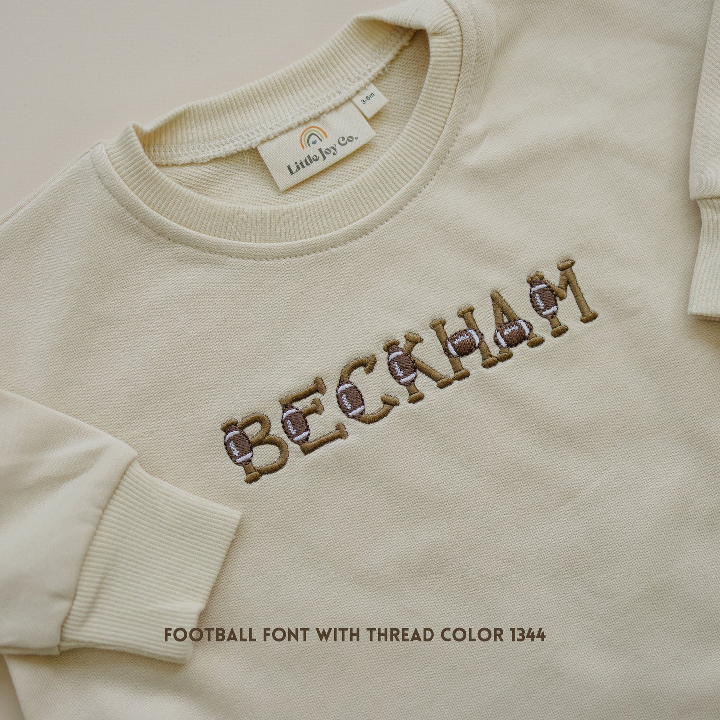 Custom Embroidered Sweatshirt Romper - Football or Baseball Font