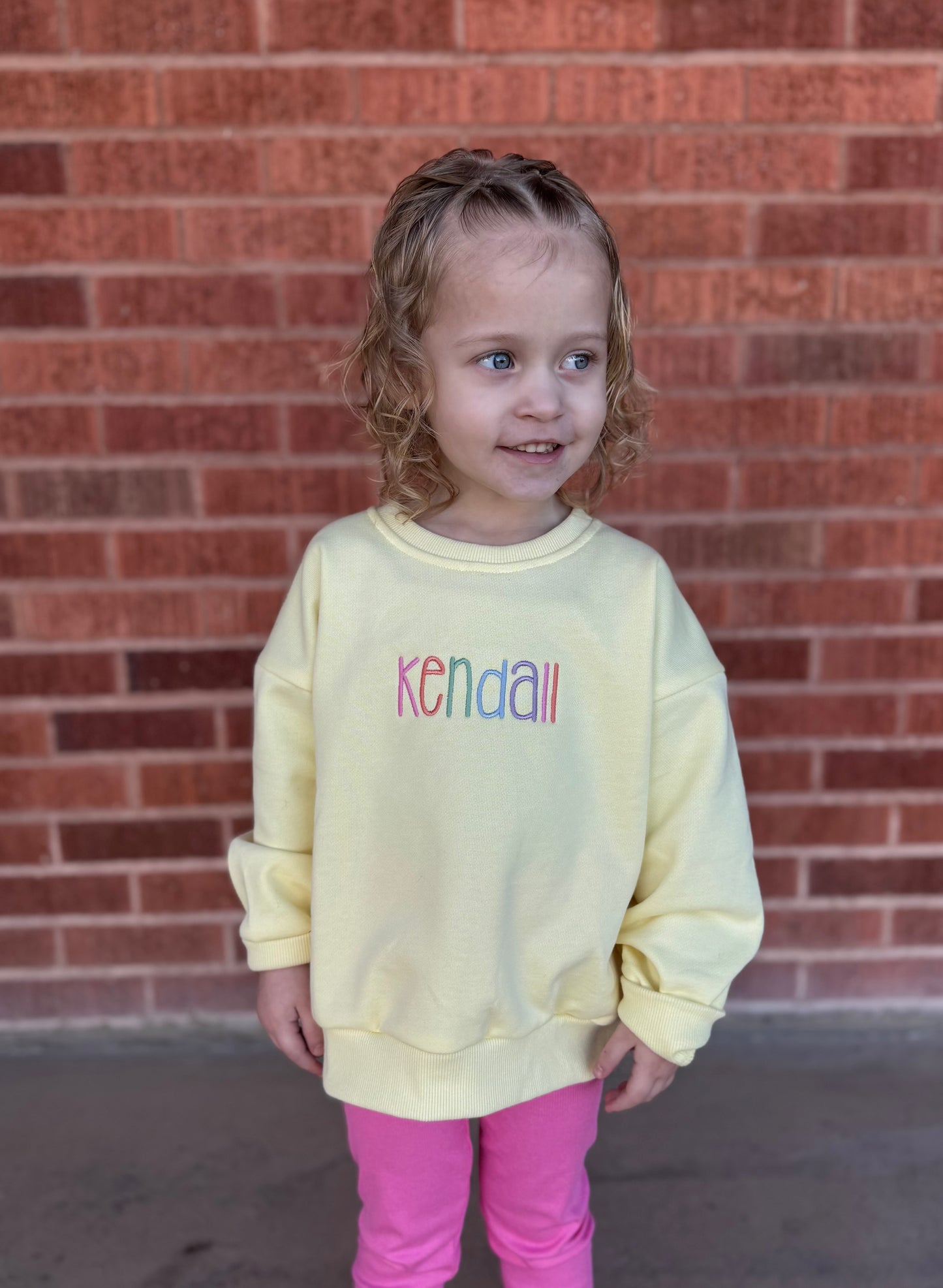 Custom Embroidered Crewneck Sweatshirt - Butter Yellow