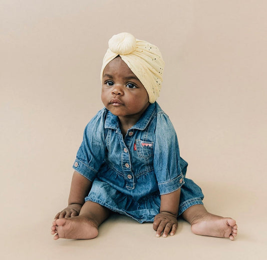 Eyelet Yellow Knot Turban