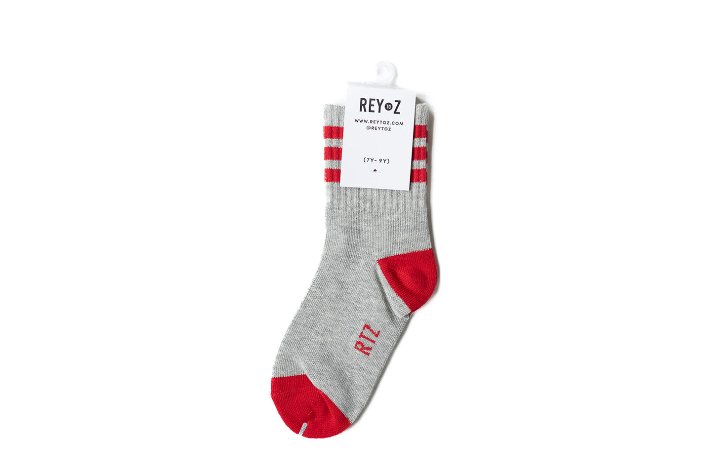 Heather Grey & Red Stripe Socks