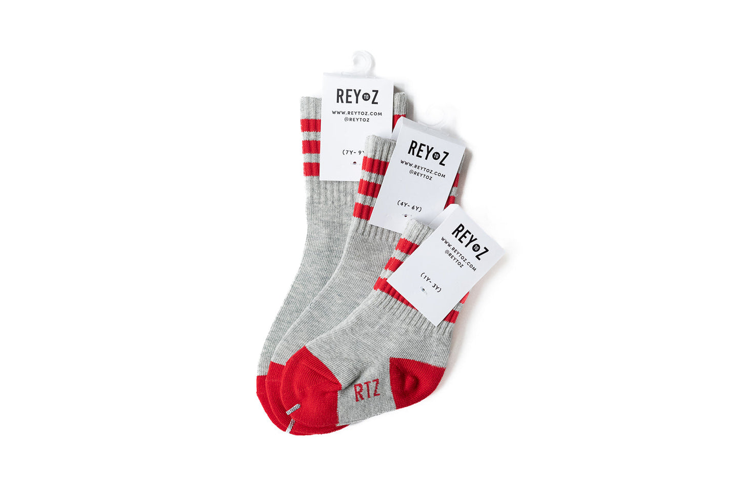 Heather Grey & Red Stripe Socks