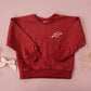 Custom Embroidered Valentine's Sweatshirt or Romper - Dark Red