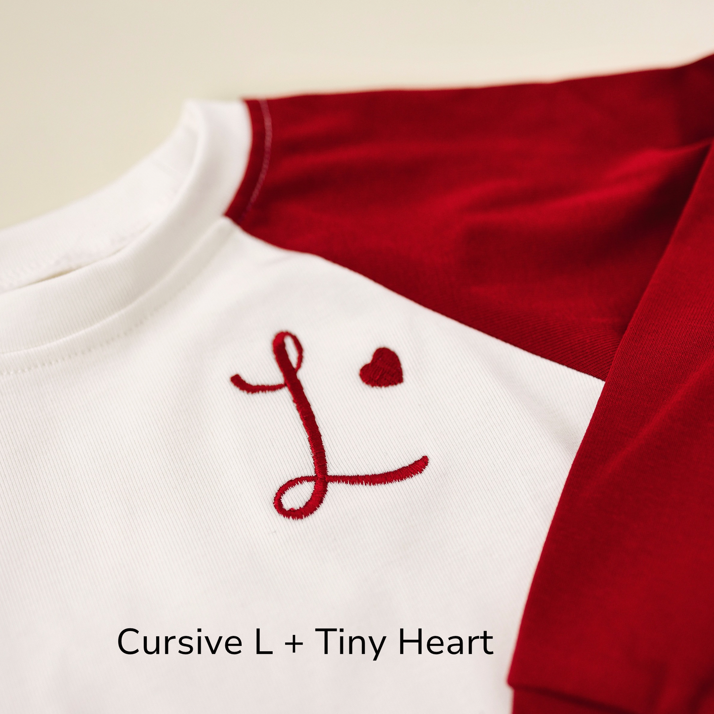 Custom Embroidered Colorblock Valentine's Crewneck Sweatshirt - Red