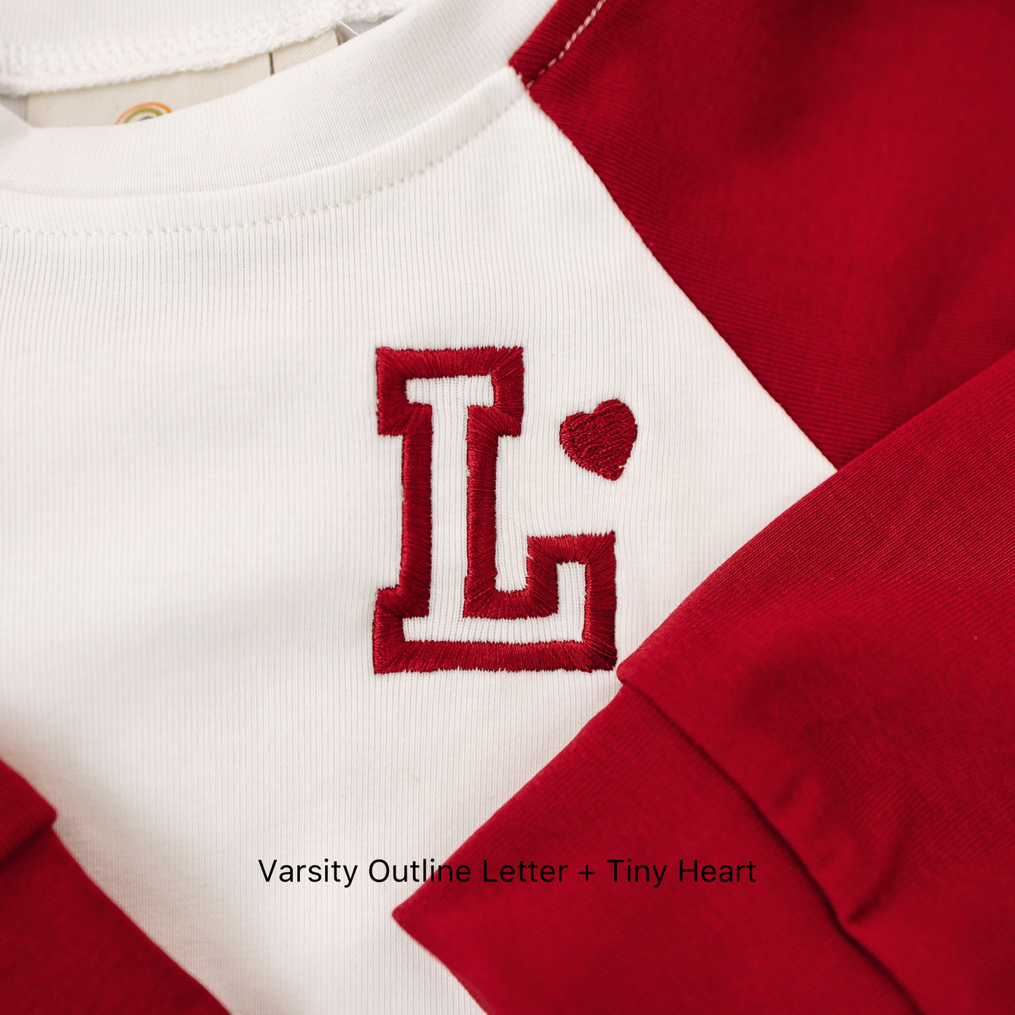 Custom Embroidered Colorblock Valentine's Crewneck Sweatshirt - Red