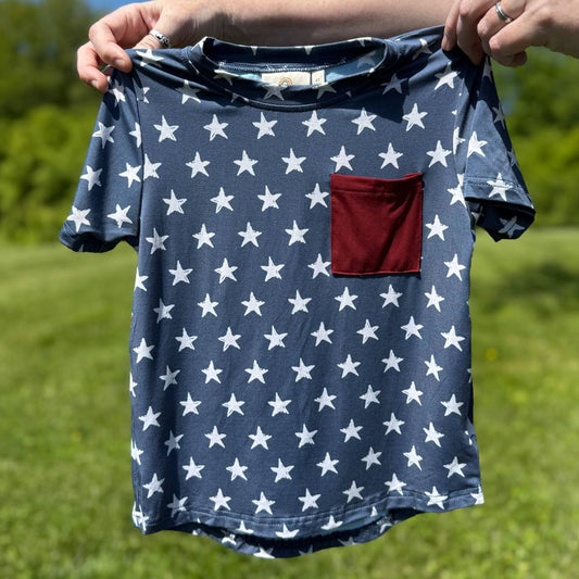 Navy Stars 4th of July Bamboo Pocket Tee