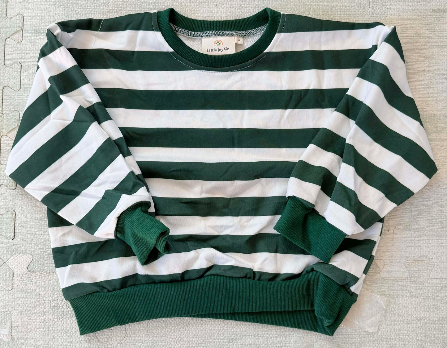 Green Striped Crewneck Sweatshirt - Optional Custom Embroidery