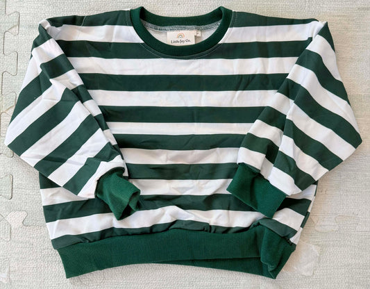 Green Striped Crewneck Sweatshirt - Optional Custom Embroidery