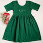 Custom Embroidered Organic Cotton Christmas Twirl Dress - Red or Green