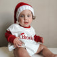 Custom Embroidered Christmas Colorblock Sweatshirt or Romper - Santa Hat