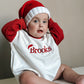 Custom Embroidered Christmas Colorblock Sweatshirt or Romper - Santa Hat