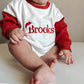 Custom Embroidered Christmas Colorblock Sweatshirt or Romper - Santa Hat