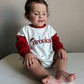 Custom Embroidered Christmas Colorblock Sweatshirt or Romper - Santa Hat