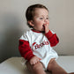 Custom Embroidered Christmas Colorblock Sweatshirt or Romper - Santa Hat