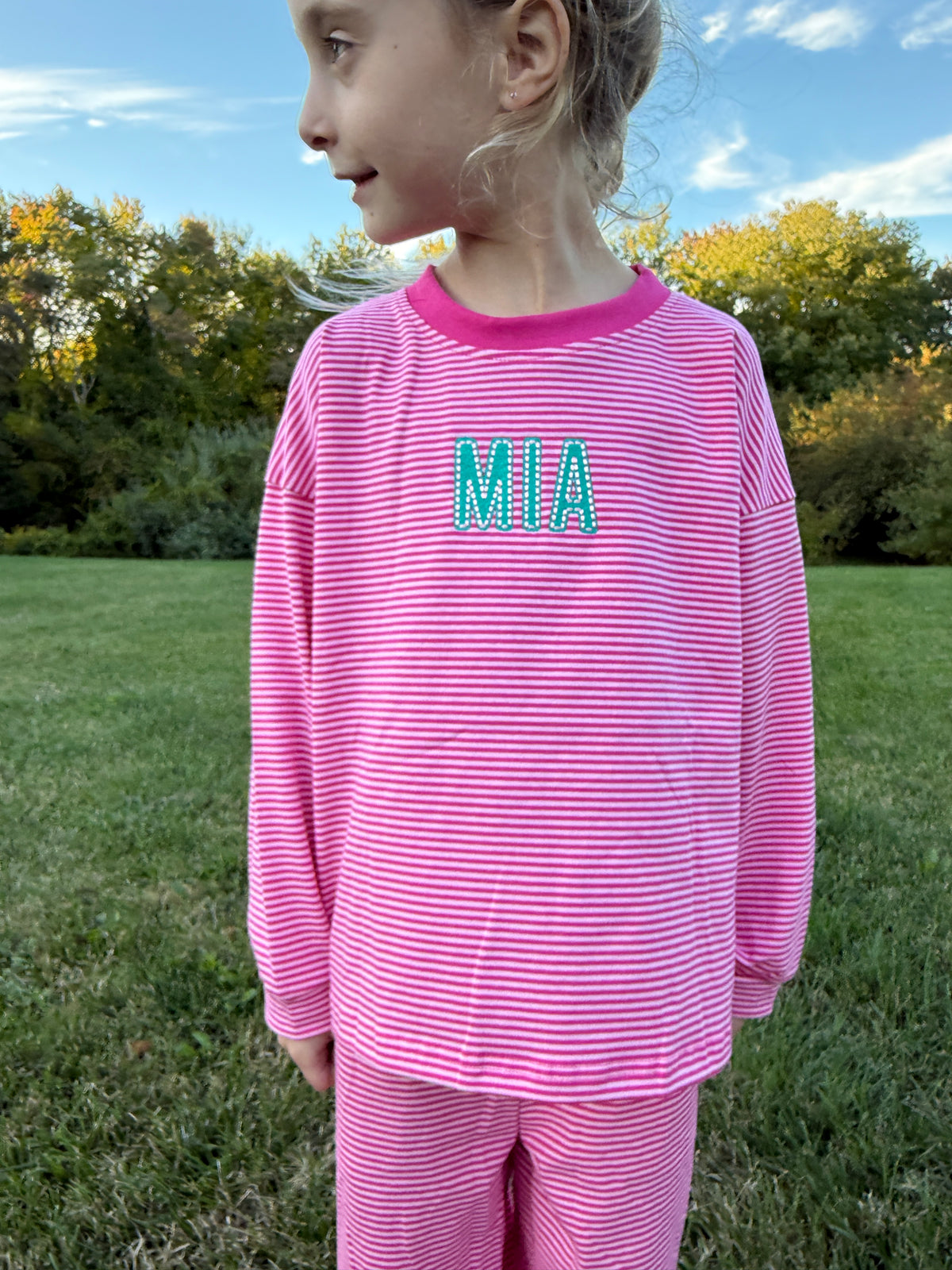 Pink Striped Lounge Set - Optional Custom Embroidery