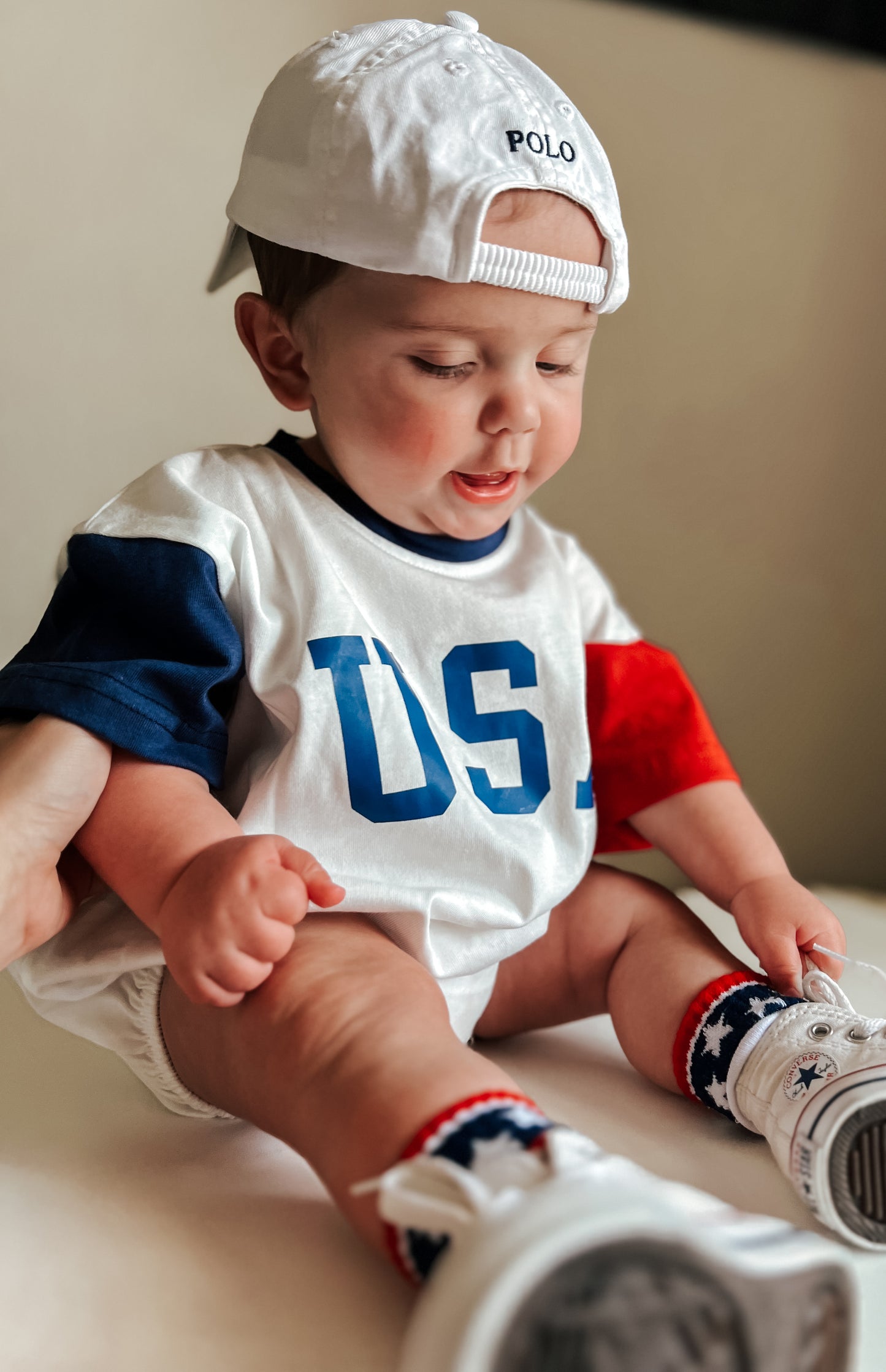 T-Shirt-Strampler mit USA-Farbblock