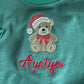 Custom Embroidered Christmas Teddy Bear Sweatshirt or Sweatshirt Romper