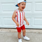 Red Ribbed Bamboo Bike Shorts