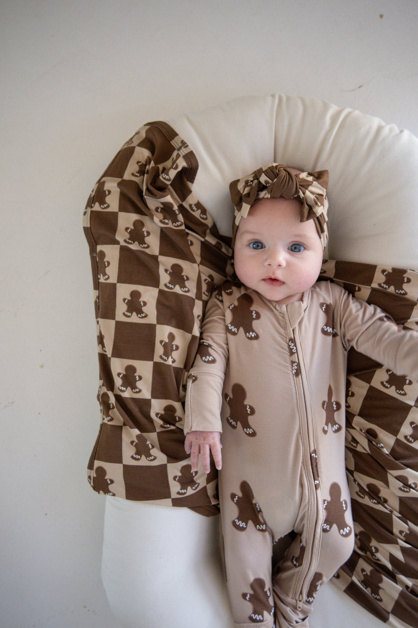 Bamboo Head Wrap | Gingerbread Checkerboard 2024