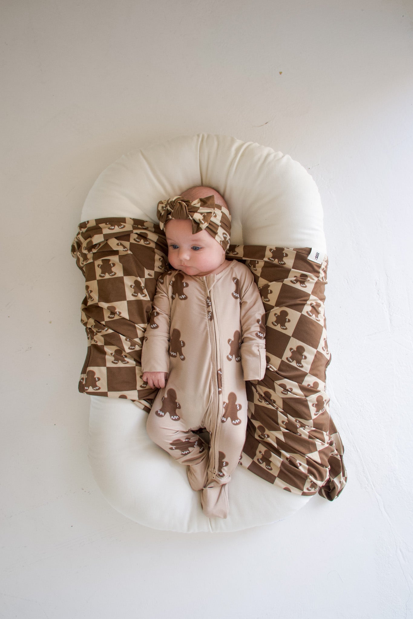Bamboo Head Wrap | Gingerbread Checkerboard 2024
