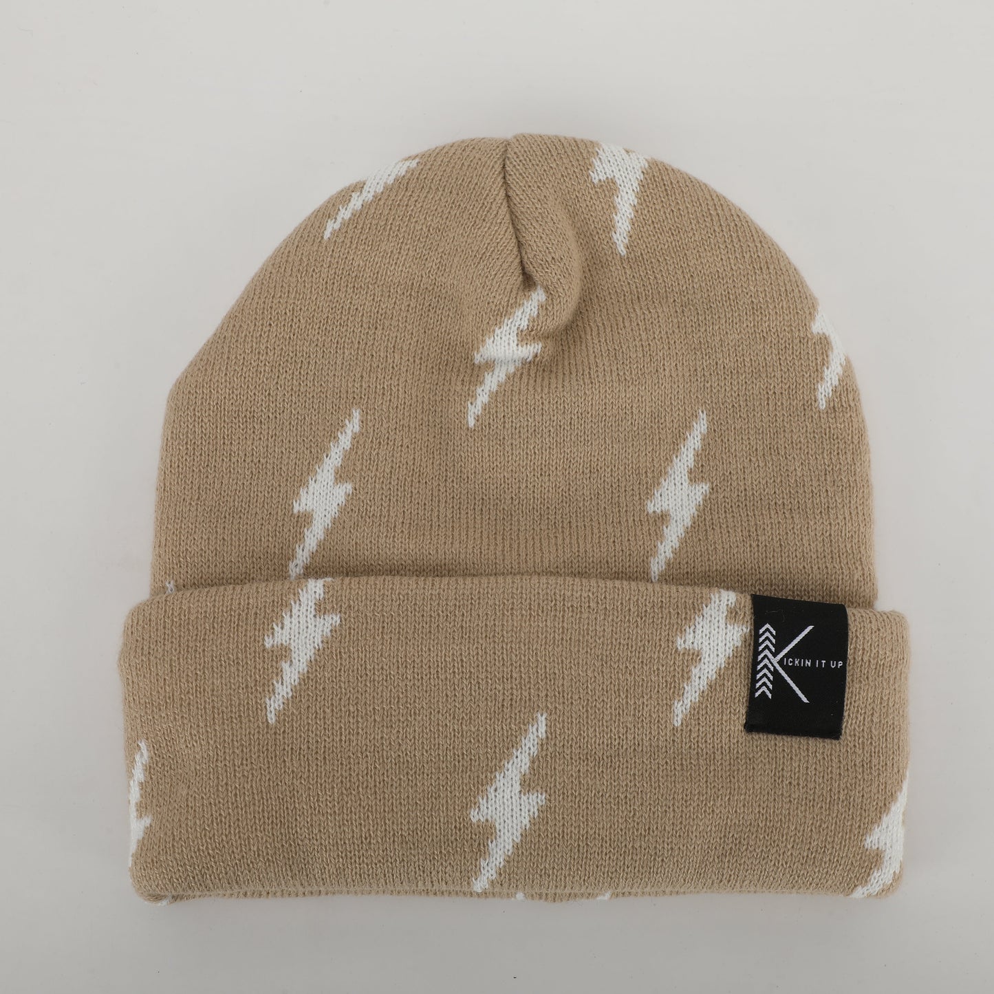 Beige Bolt Beanie