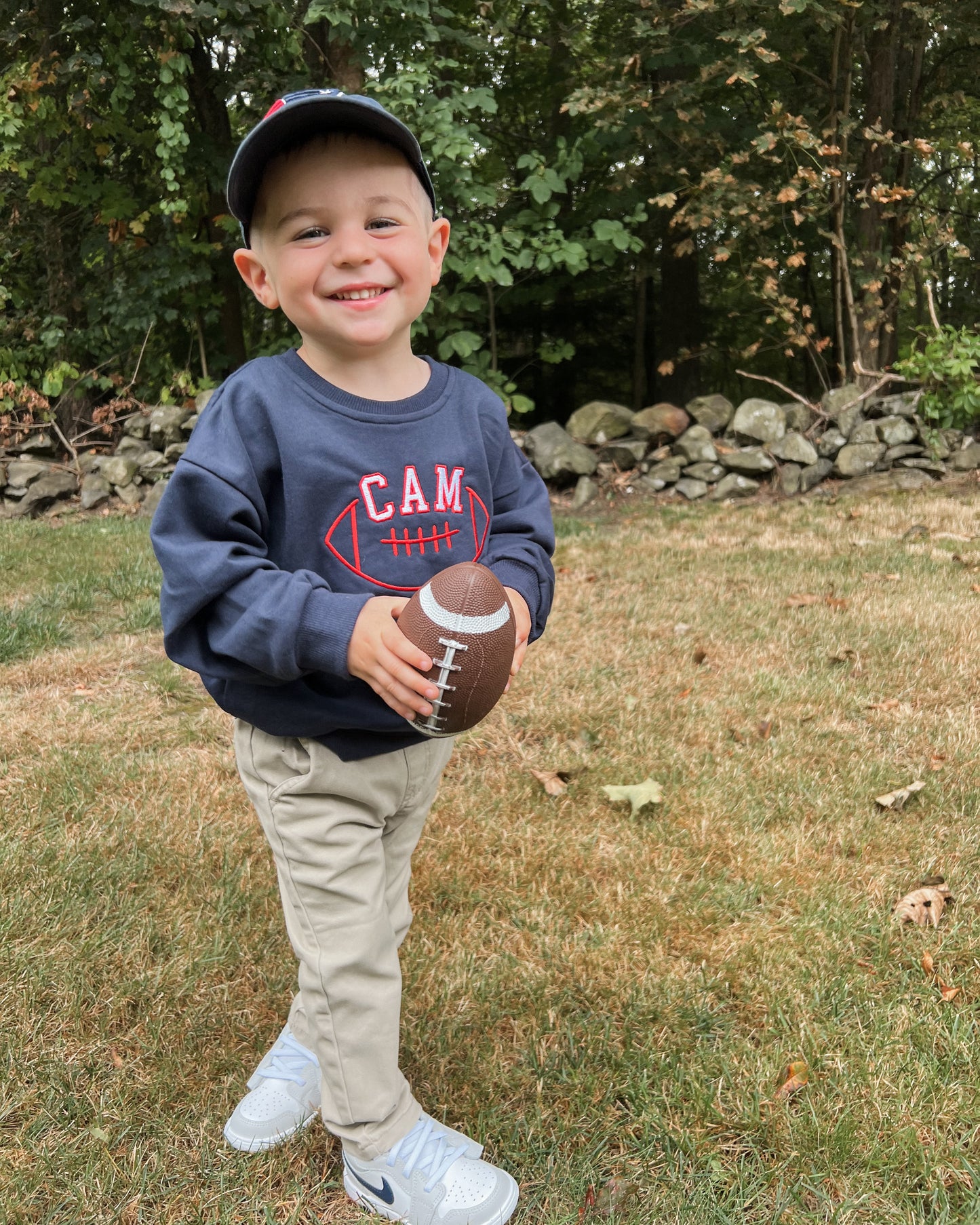 Custom Embroidered Crewneck or Sweatshirt Romper - Custom Pennant or Football Design