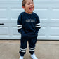 Custom Embroidered Varsity Striped Jogger Set - Navy