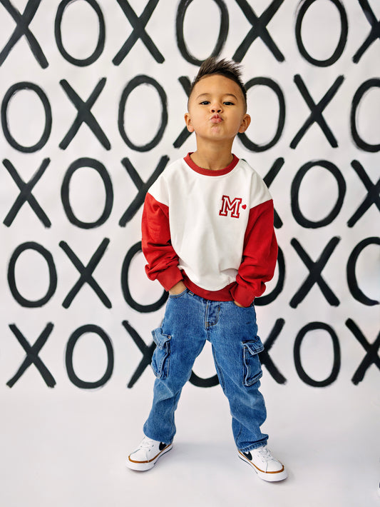 Custom Embroidered Valentine's Day Colorblock Sweatshirt or Romper