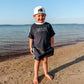 Custom Embroidered Organic Cotton Terry Shorts Set - Navy Varsity