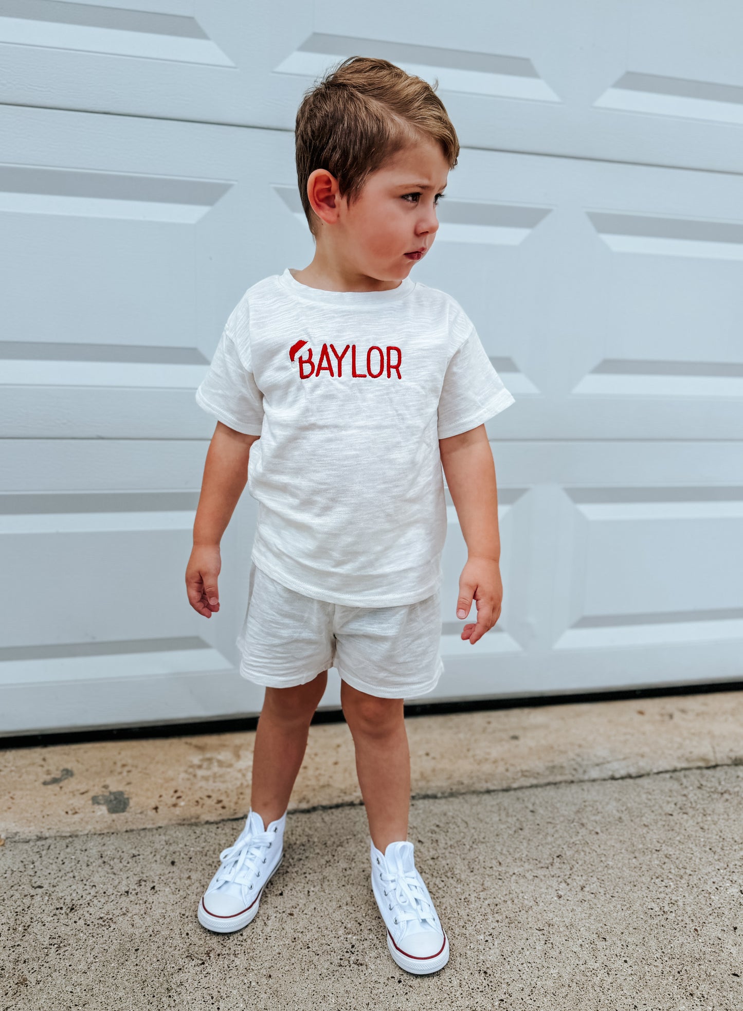 Custom Embroidered Christmas Organic Cotton Shorts Set - Santa Hat