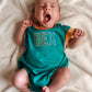 Custom Embroidered Colorblock T-Shirt Romper - Green