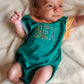 Custom Embroidered Colorblock T-Shirt Romper - Green