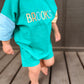 Custom Embroidered Colorblock Organic Cotton Tee & Shorts Set - Green