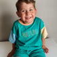 Custom Embroidered Colorblock Organic Cotton Tee & Shorts Set - Green