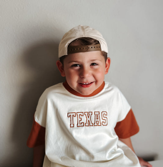 Custom Embroidered Orange & Cream Colorblock Oversized Tee or T-Shirt Romper