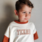 Custom Embroidered Crimson & Cream Colorblock Tee or T-Shirt Romper - Football Team Spirit