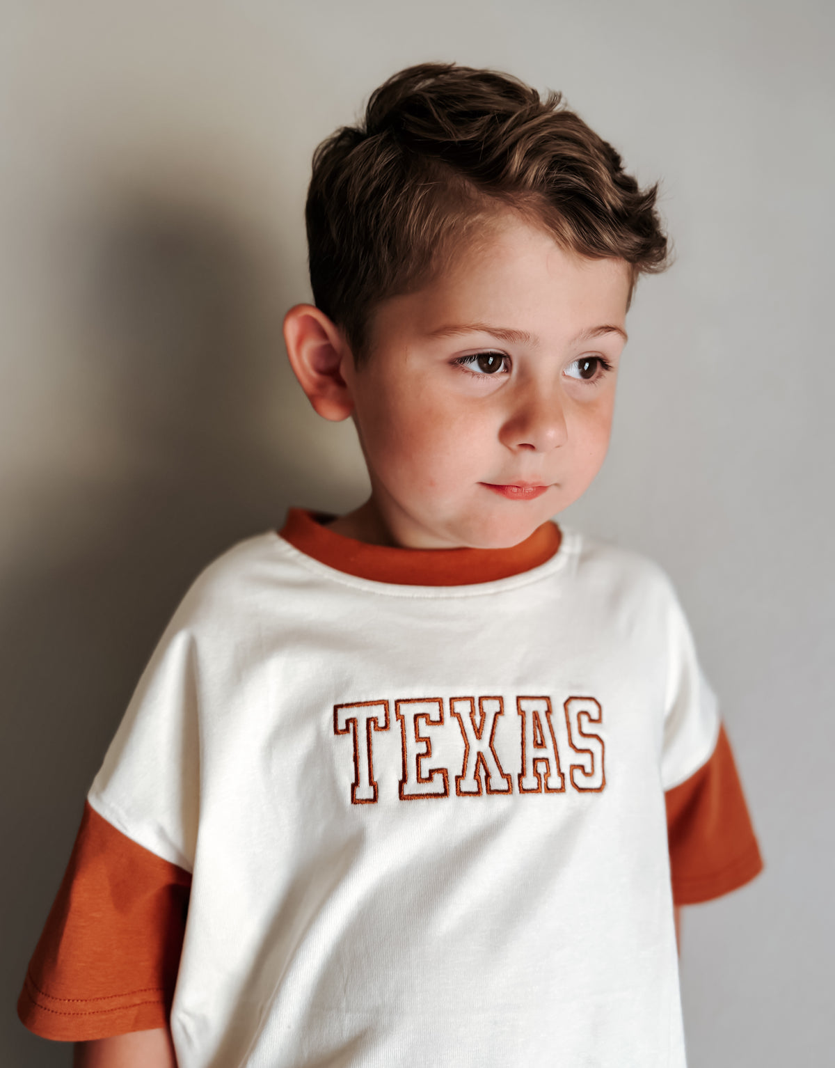 Custom Embroidered Crimson & Cream Colorblock Tee or T-Shirt Romper - Football Team Spirit