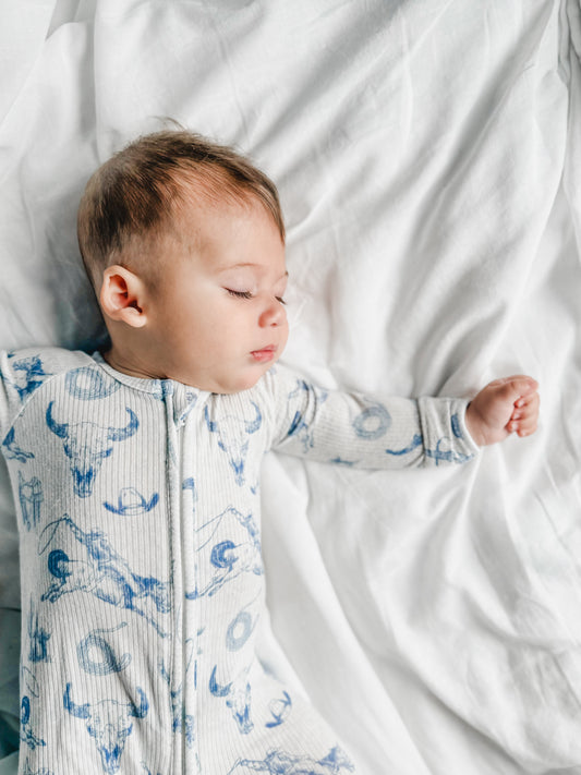 Cowboy Blues Ribbed Bamboo Zippy Pajamas